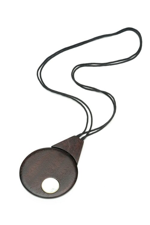 Acacia Wood With Mother of Pearl Necklace - wood