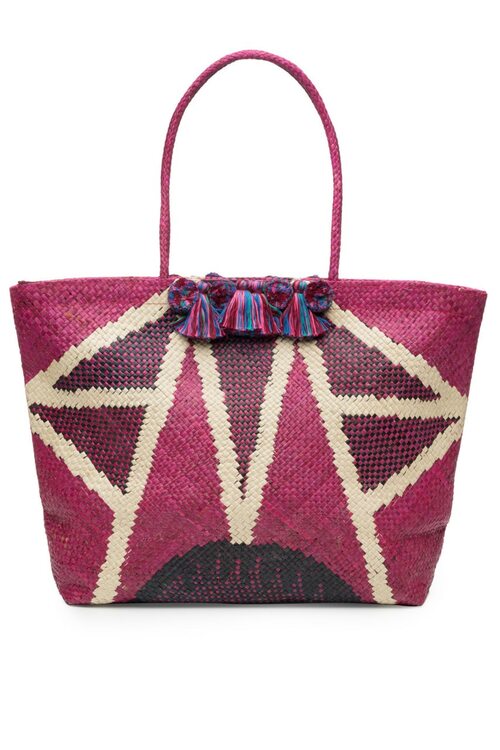 Woven Handbag With Fringe - multi
