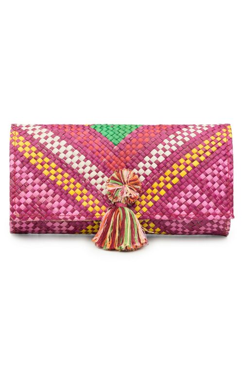 Woven Geo Print Clutch - multi