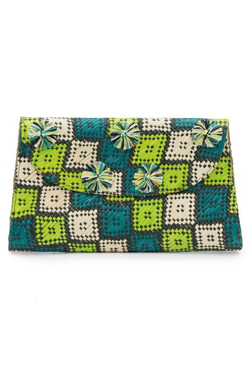 Woven Square Print Clutch - multi