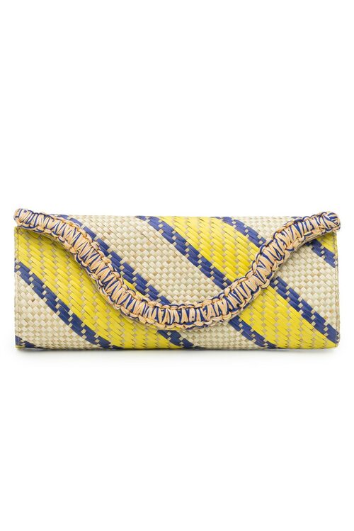 Woven Striped Print Clutch - multi