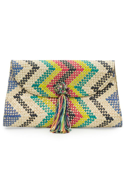 Woven Chevron Print Clutch - multi
