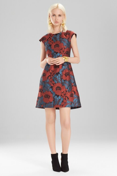 Novelty Jacquard Cap Sleeve Dress - multi