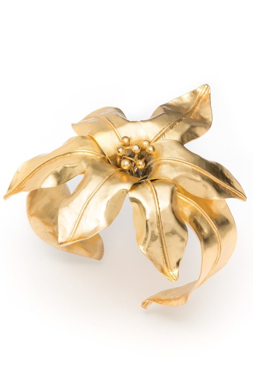 Brass Floral Bracelet - gold brass