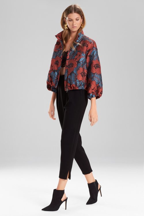 Novelty Jacquard Elastic Bomber Jacket - multi