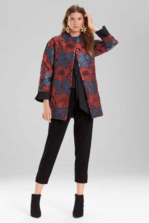 Novelty Jacquard Seamed Topper With Cutwork Embroidery