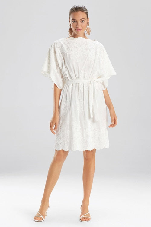 Embroidered Voile Dress - White