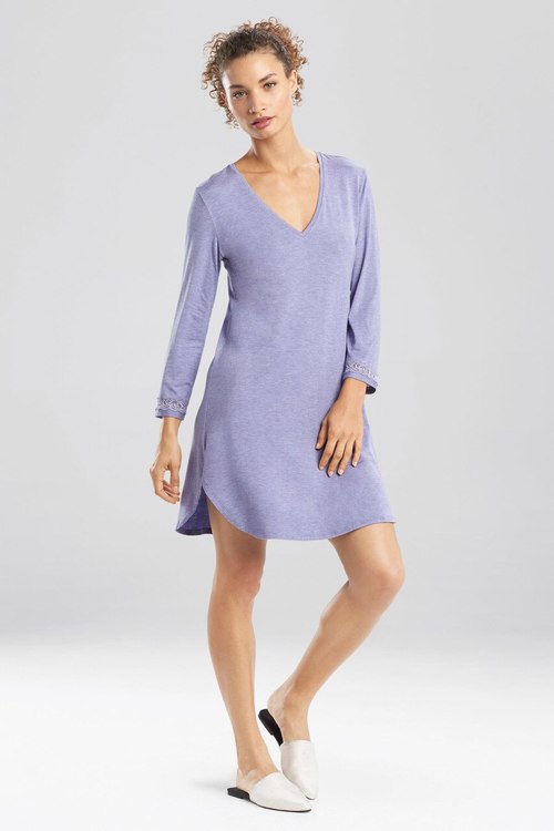 Feathers Essentials Long Sleeve Sleepshirt - heather periwinkle grey