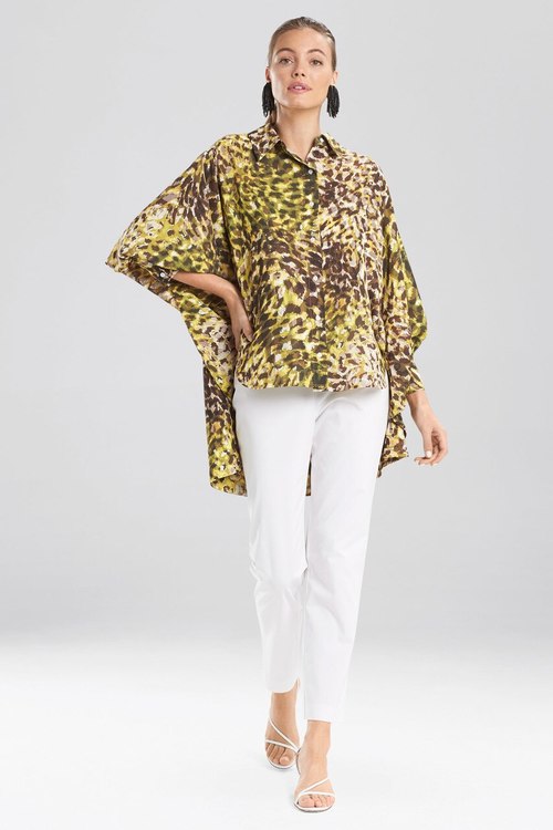 Ombre Animale - Silky Soft Batwing Blouse - green