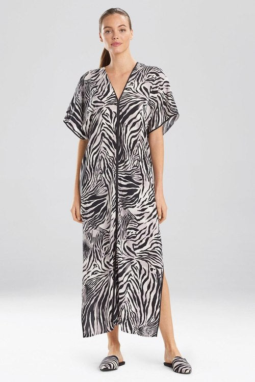 Zebra - Viscose Voile Caftan - Black