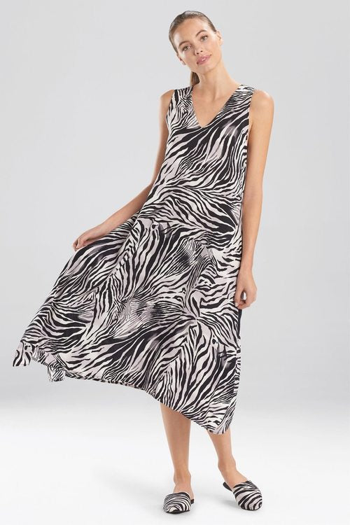 Zebra - Viscose Voile Gown - Black