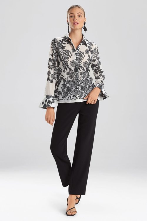Floral Embroidery Blouse - White