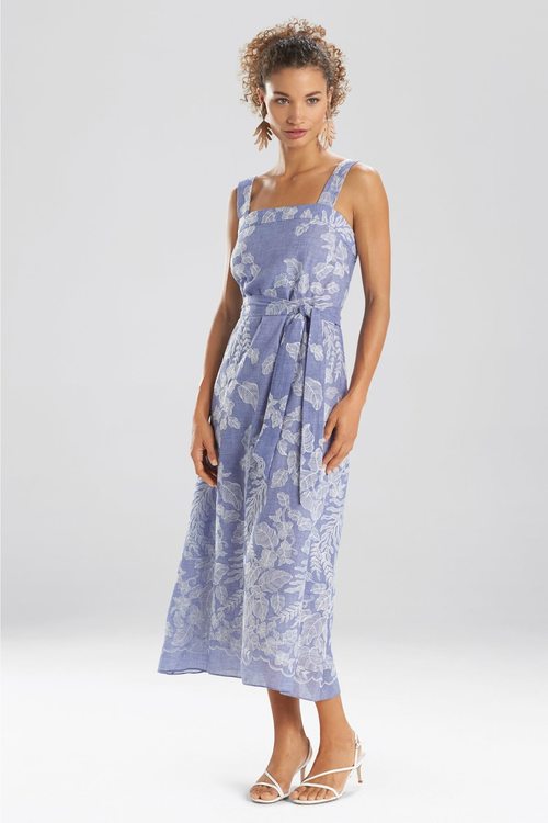 Floral Embroidery Sundress - blue