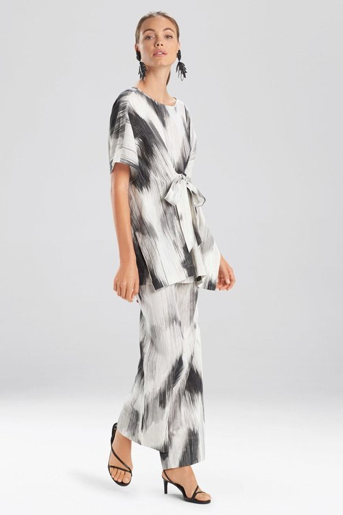 Painted Ikat Caftan Top - Black