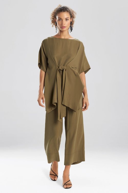 Sanded Twill Caftan Top - olive