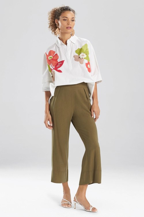 Sanded Twill Cropped Pants - olive