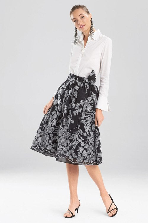 Floral Embroidery Skirt - Black