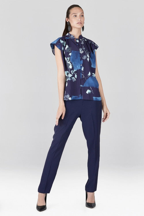 Solid Fluid Crepe Pants - shibori blue