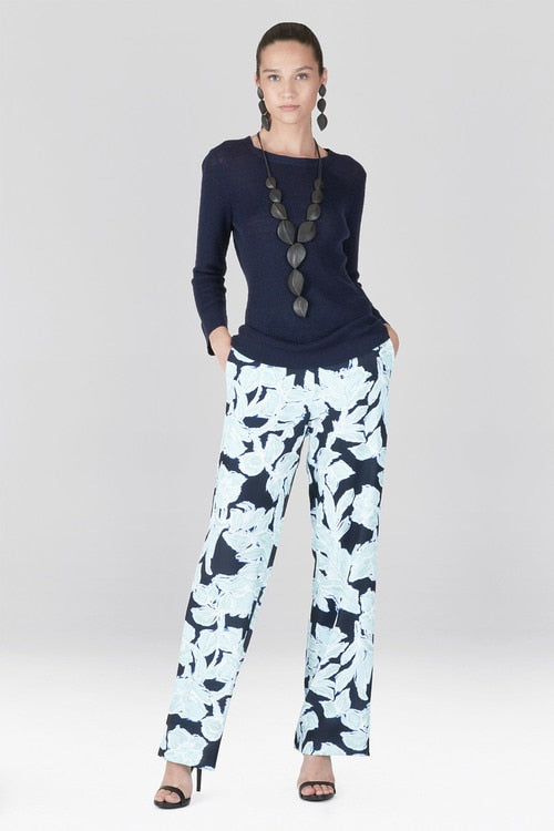 Light Weight Knit 3/4 Sleeve Top - navy