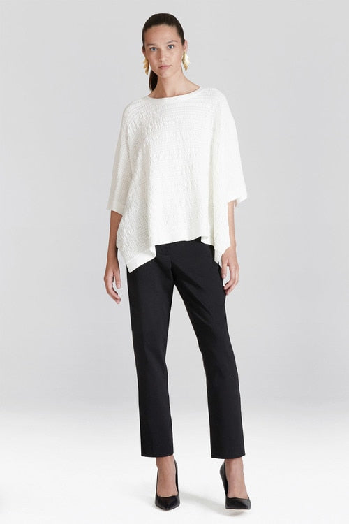 Cotton Modal Knit Poncho Sweater - White