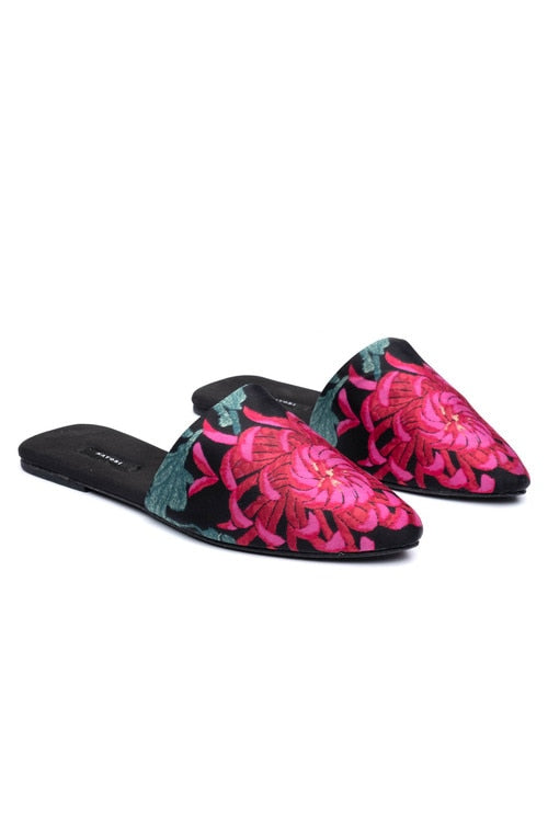 Chrysanthemum Mules - black multi