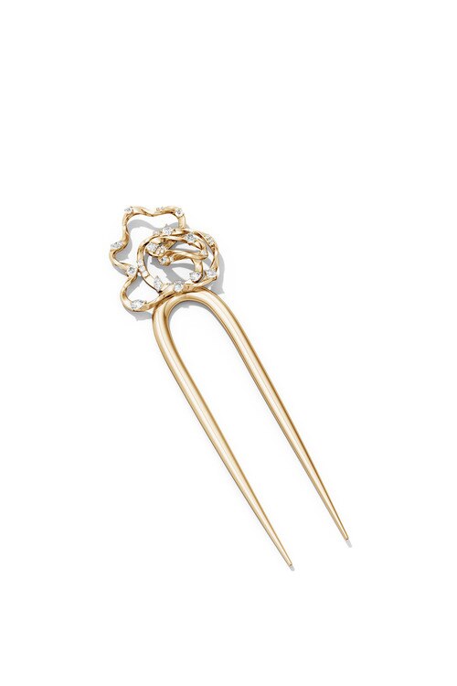 Runway Collection Sakura Dispersed White Topaz Hair Pin - yellow gold vermeil
