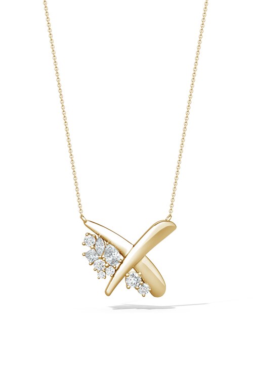 Sumi Stroke Waterfall Diamond Pendant Necklace - 14k yellow gold