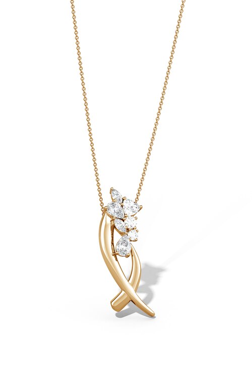 Sumi Stroke Cascading Diamond Slider Pendant Necklace - 14k yellow gold