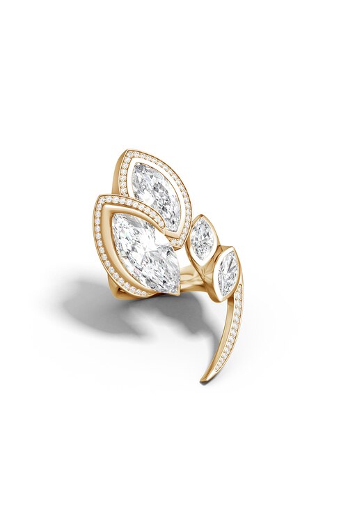 Runway Collection Sumi White Topaz and Diamond Gold Statement Ring - 14k yellow gold