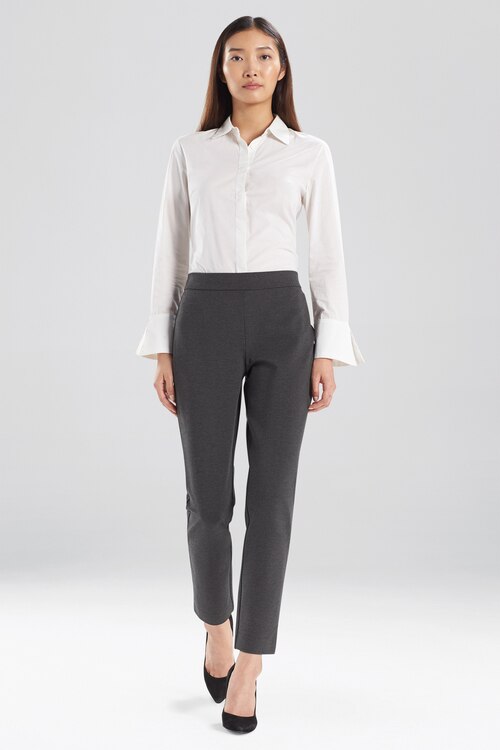 Solid Ponte Slim Pants - heather grey