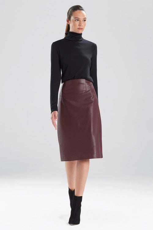 Faux Leather Midi Skirt - deep garnet