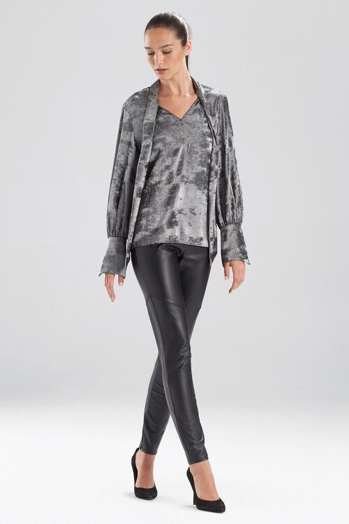 Lamé Tie Neck Blouse - silver