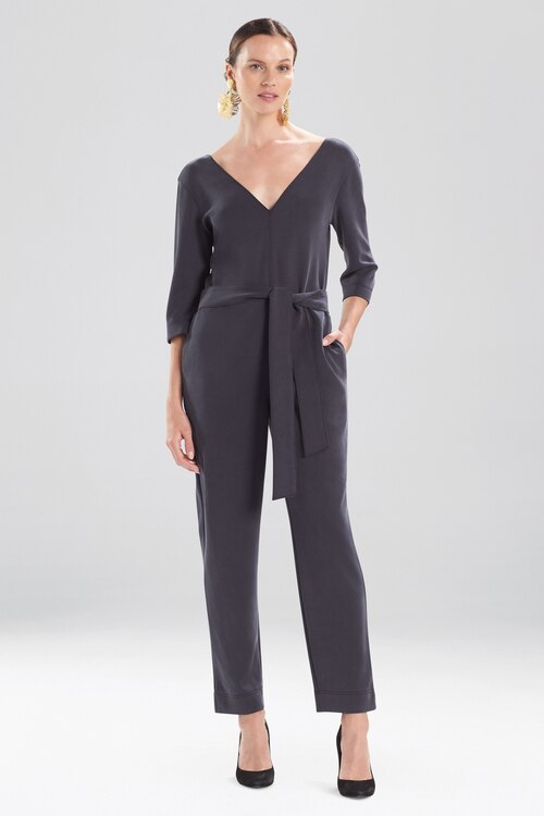 Mia - Sanded Jersey Jumpsuit - black sand
