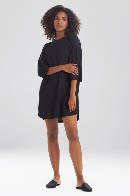 Bliss Solid Cotton Modal Sleepshirt - Black
