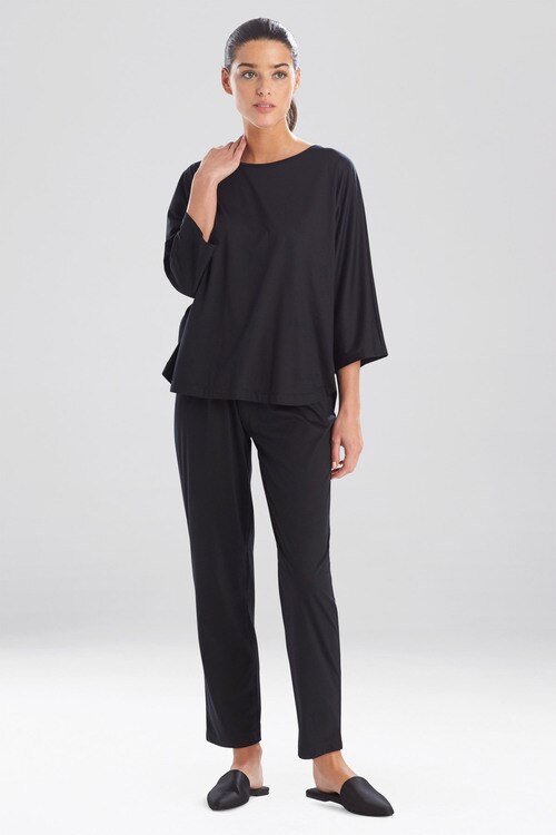 Bliss Solid Cotton Modal Kimono PJ - Black