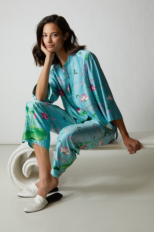 Lotus Garden Mandarin PJ - aqua