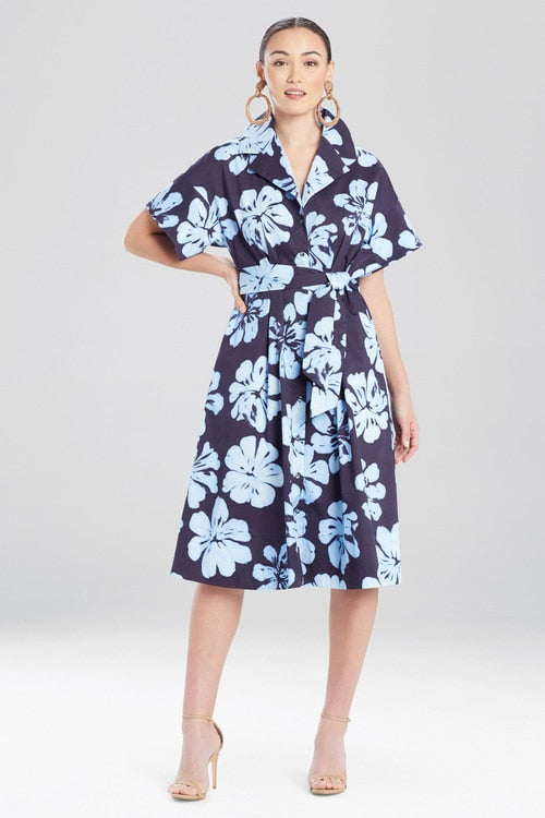Hoshi Poplin Shirtdress - navy