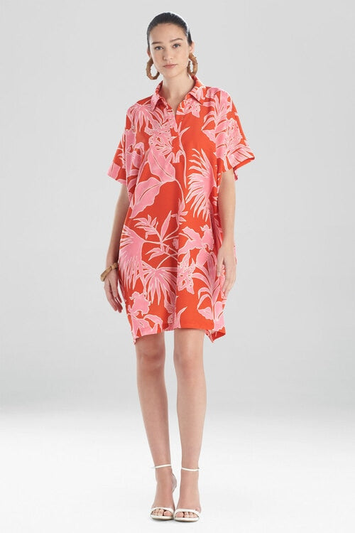 Aiko Printed CDC Caftan Dress - tangerine
