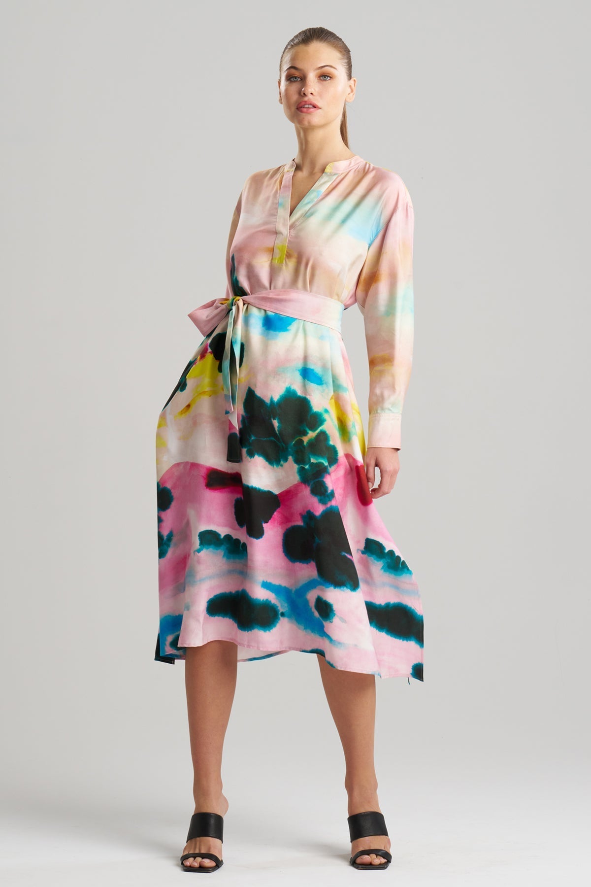 Akiko Printed Cotton Silk Twill Oversized Shirtdress