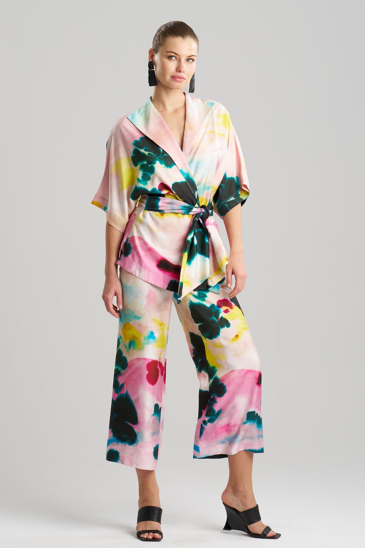 Akiko Printed Cotton Silk Twill Wrap Top