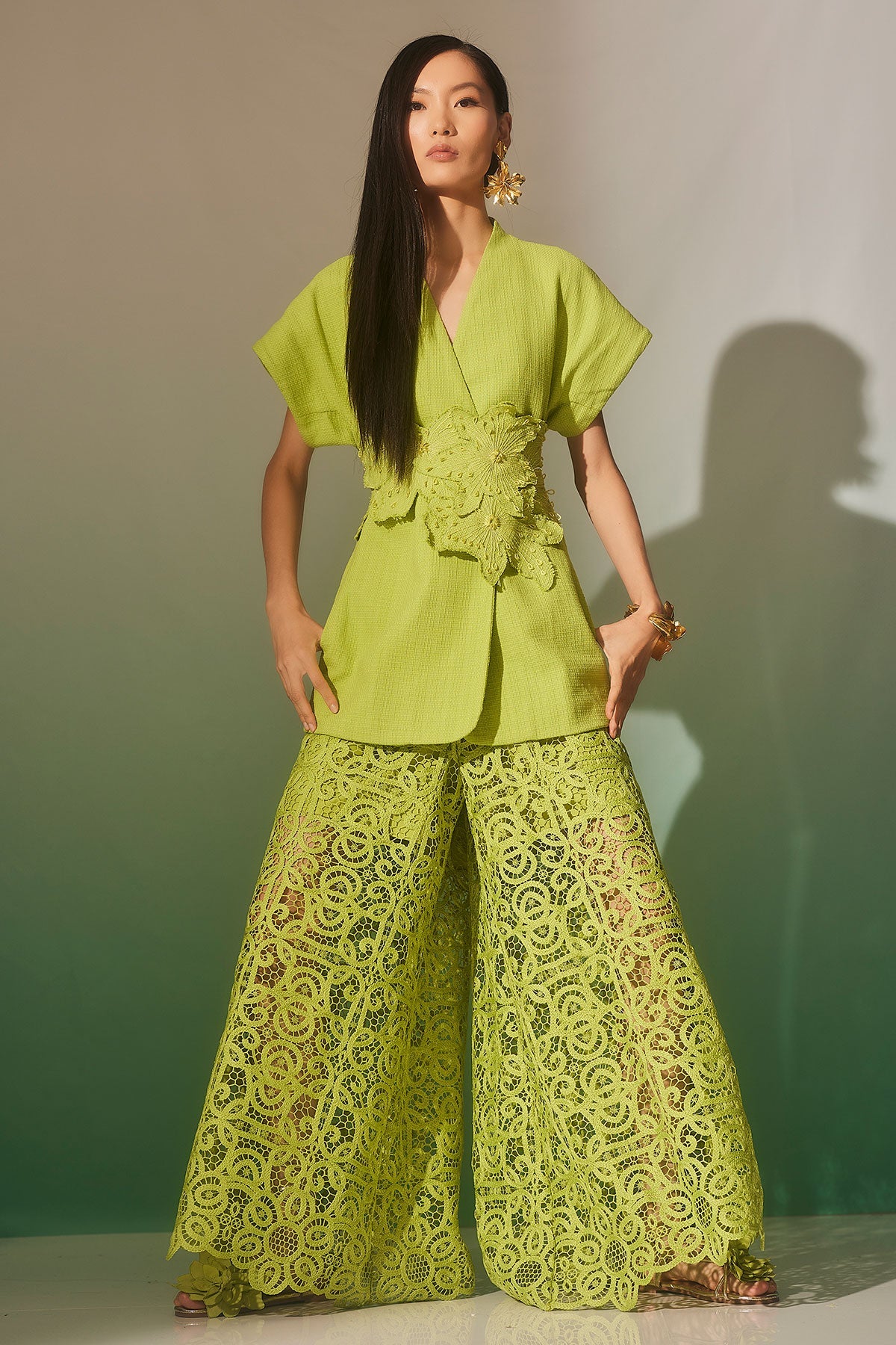 Basketweave Cotton Embroidered Obi Belt