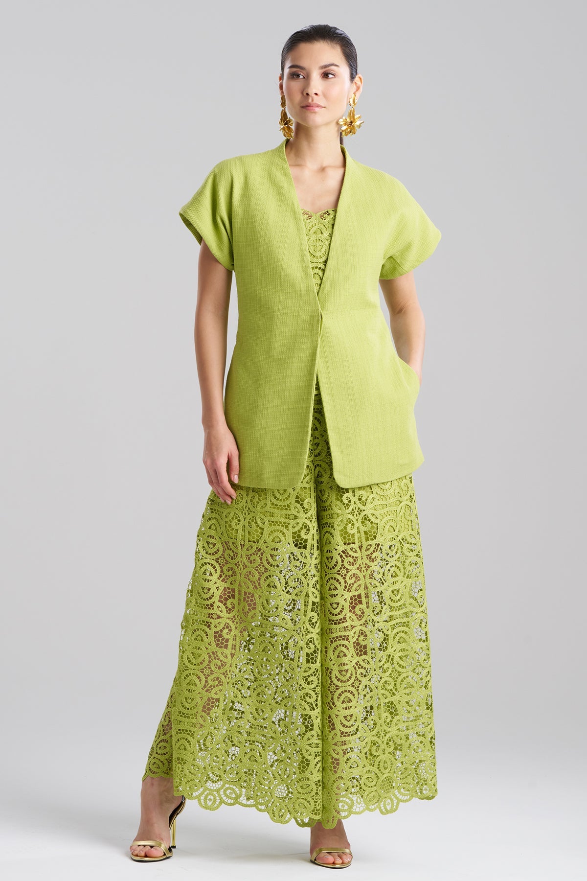 Basketweave Cotton Kimono Jacket