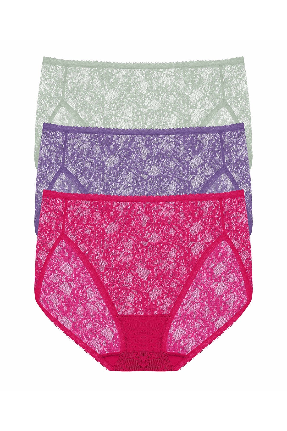 Bliss Allure One-Size Lace French Cut Brief 3-Pack