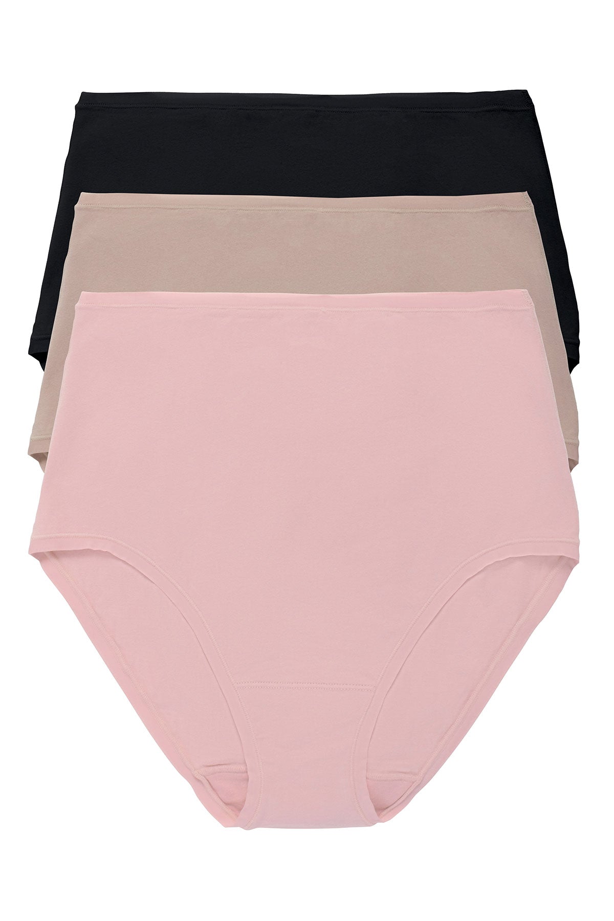 Bliss Bare Cotton High Waist Brief 3-Pack - Potpourri/Café/Black