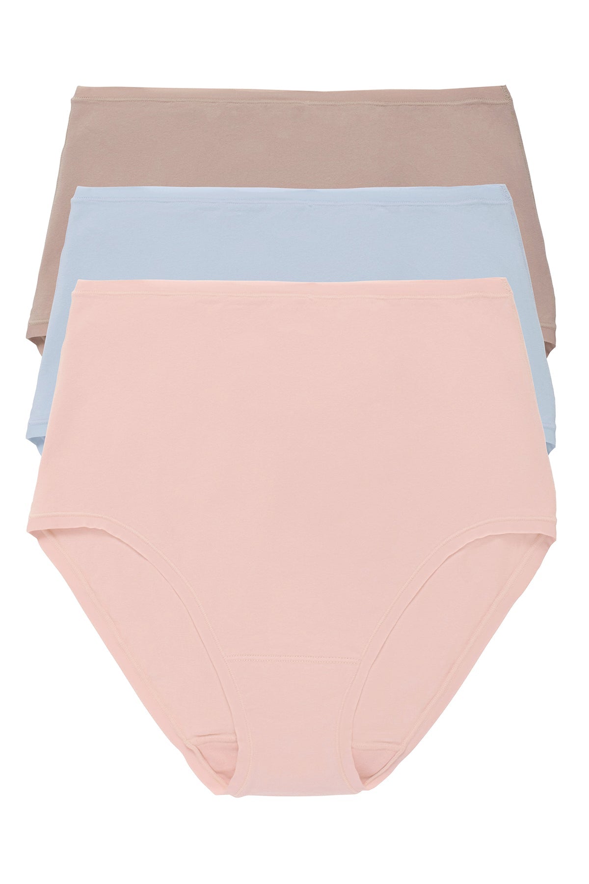 Bliss Bare Cotton High Waist Brief 3-Pack - Potpourri/Glacier Blue/Café