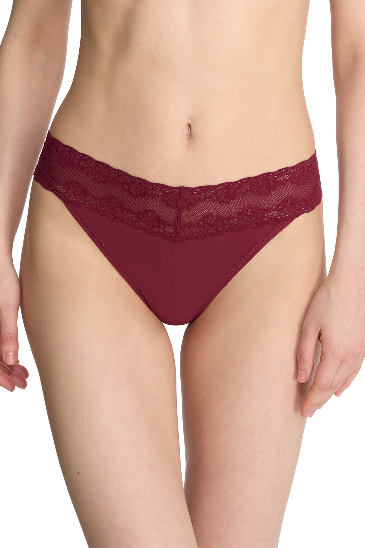 Bliss Perfection One-Size Thong 3-Pack - Dk Cherry/Vapor Stripe Print/Black