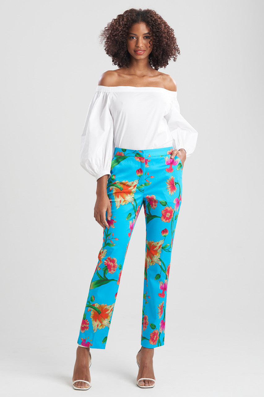 Chikayo-Cotton Sateen Pants - aqua