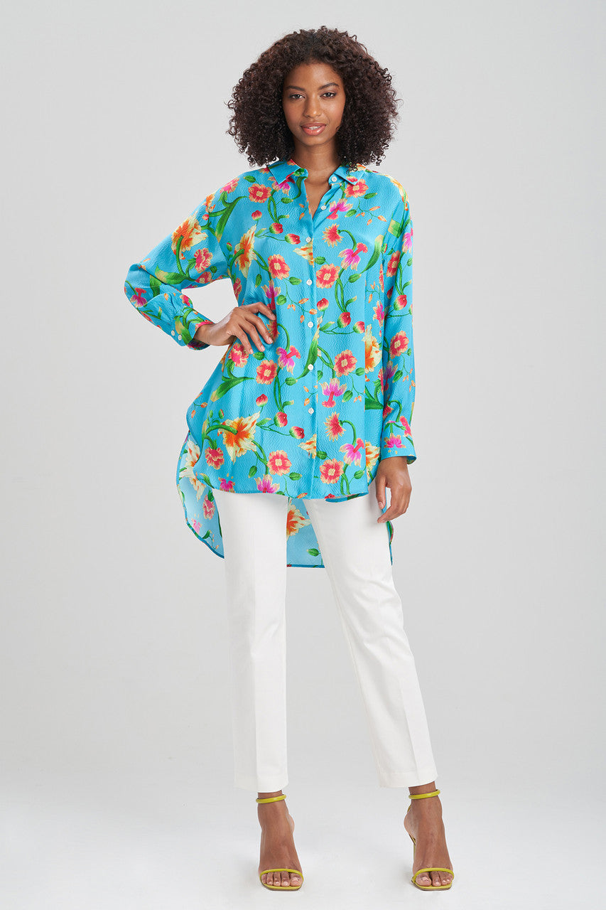 Chikayo-Obi Silk Oversized Shirt - aqua