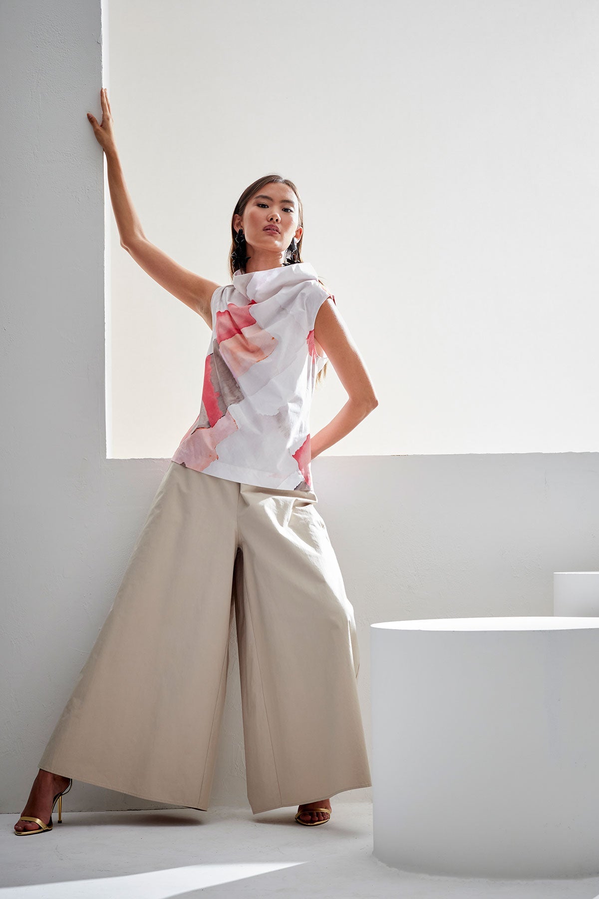 Chiyo Cotton Funnel Neck Top