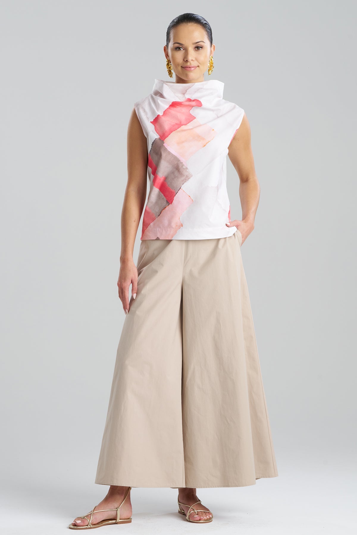 Chiyo Cotton Funnel Neck Top